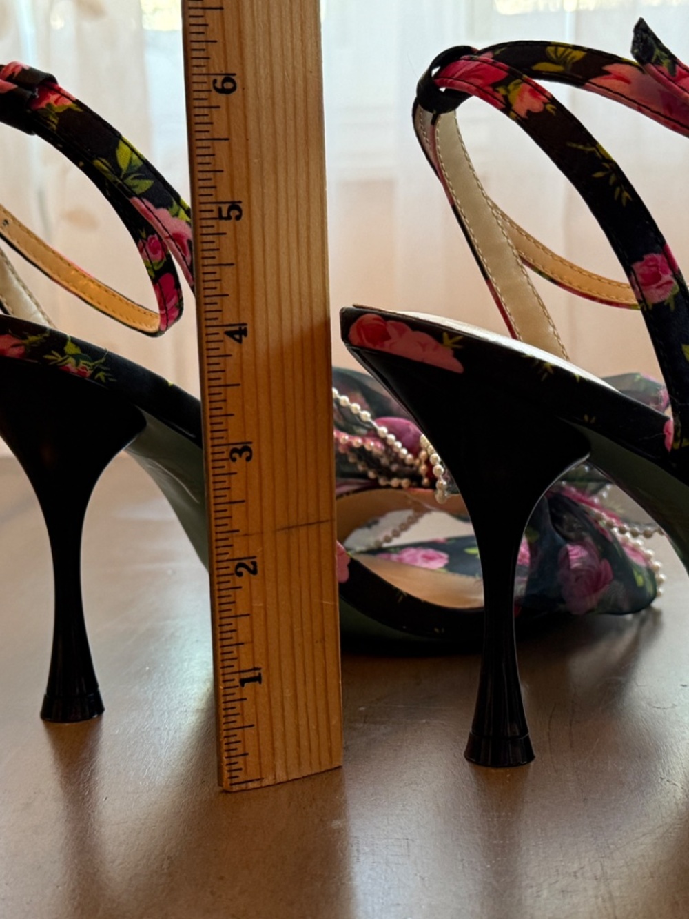 Betsey Johnson Luz floral sandals heels pumps bow pearl womens 9 - Picture 4 of 12